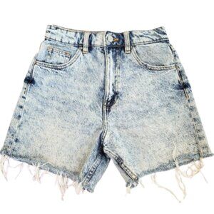 ZARA Acid Washed Cut Off Denim Blue Jean Shorts - Women's USA 0